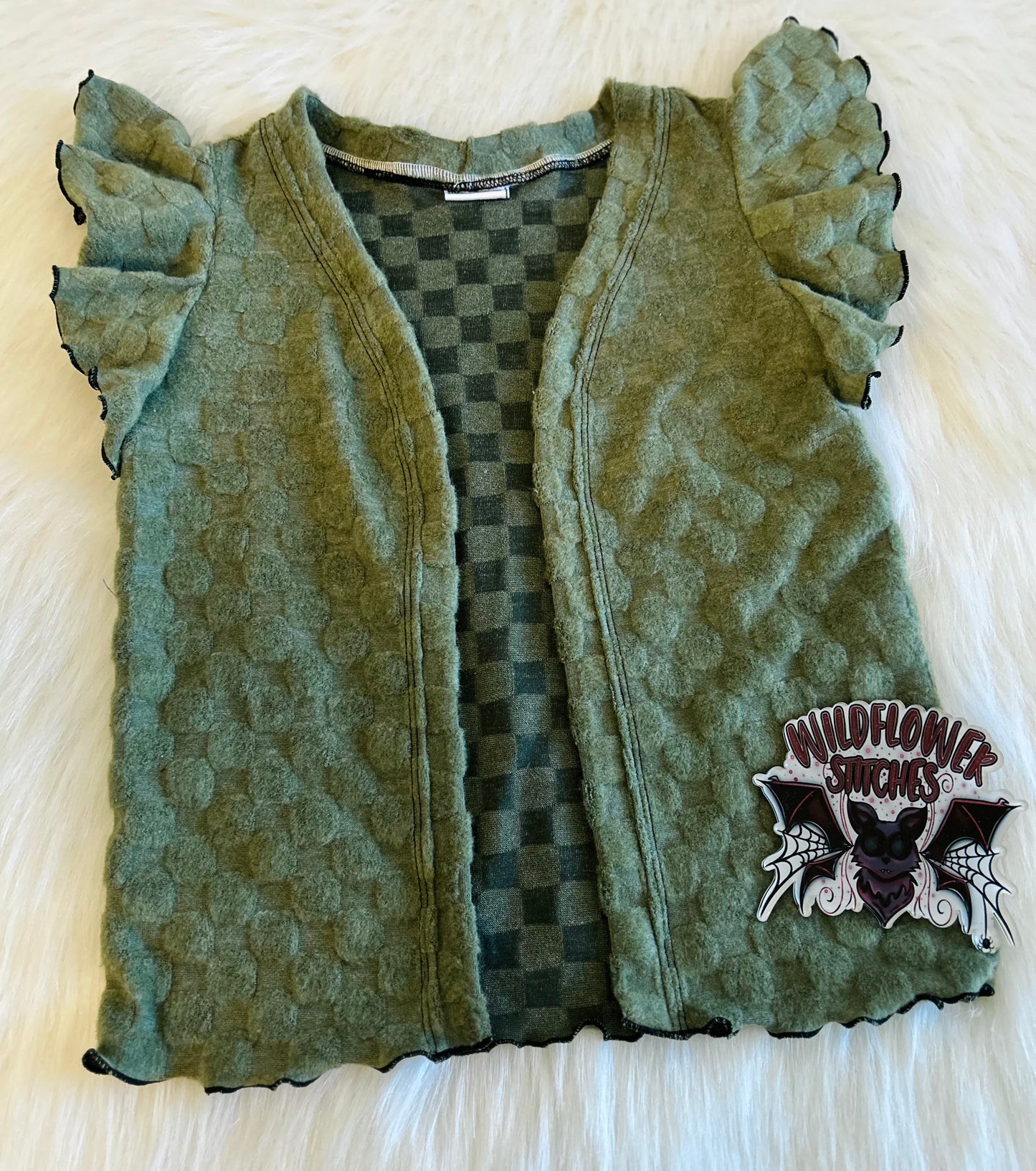 RTS 4t Velvet Checks Flutter Sleeve Cardi